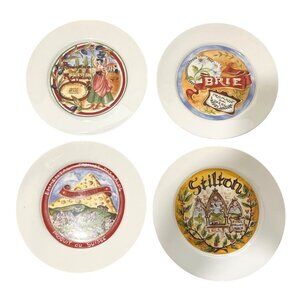 Restoration Hardware Set Of 4 Cheese Plates - Brie Stilton Emmental Parmigiano